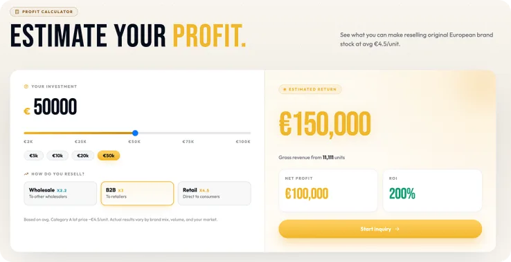 Profit calculator: margin on a stock lot