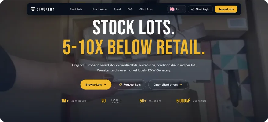Stock lots catalogue with prices behind verification