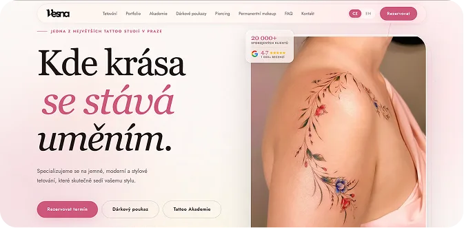 Vesna Tattoo: booking-first home page